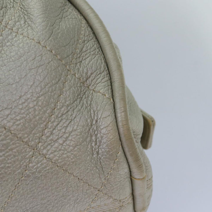 Top Quality Chanel Matelasse Hand Bag Leather Silver CC Auth yb675