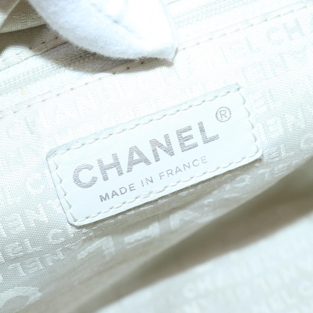 Top Quality Chanel Matelasse Hand Bag Leather Silver CC Auth yb675
