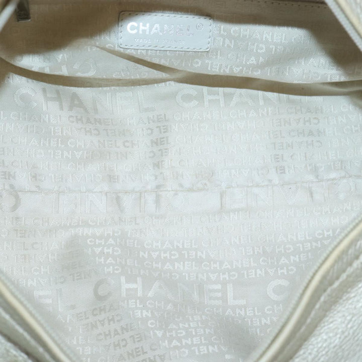 Top Quality Chanel Matelasse Hand Bag Leather Silver CC Auth yb675