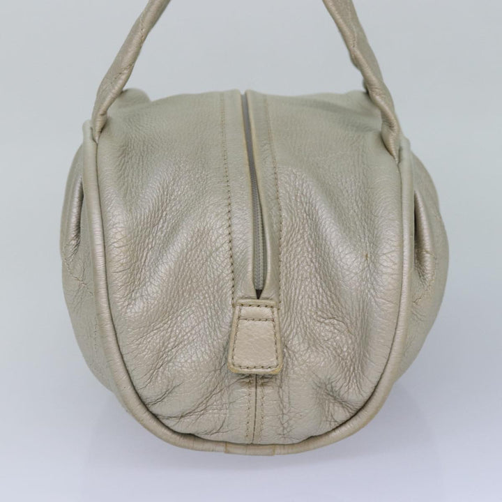 Top Quality Chanel Matelasse Hand Bag Leather Silver CC Auth yb675