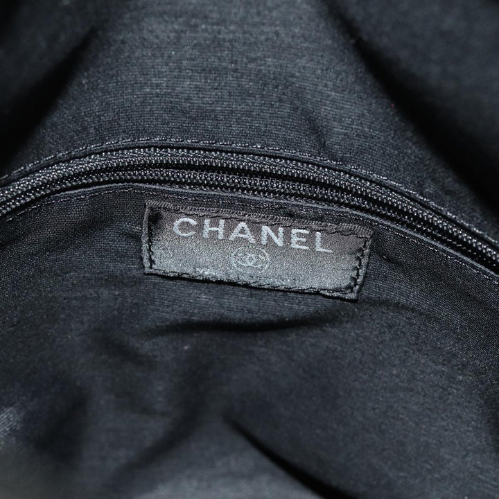 Chanel Sports Line Shoulder Bag Canvas Black Silver CC Auth yb682