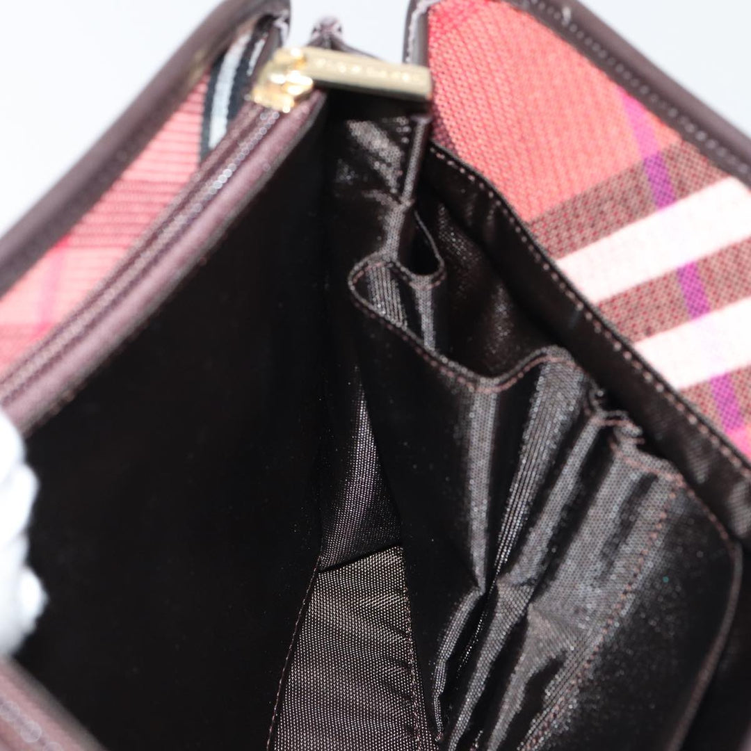Burberry Nova Check Hand Bag Canvas Red Auth yb683