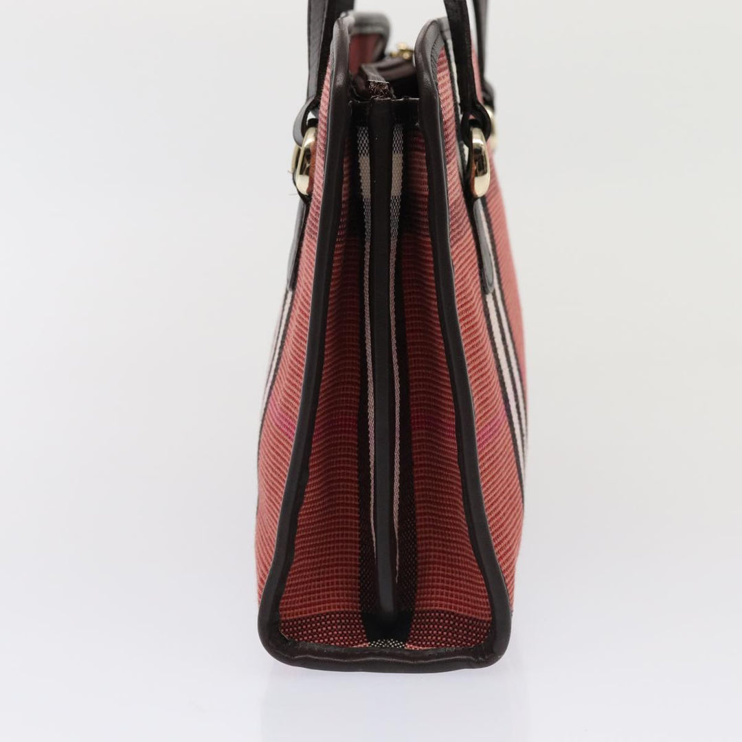 Burberry Nova Check Hand Bag Canvas Red Auth yb683