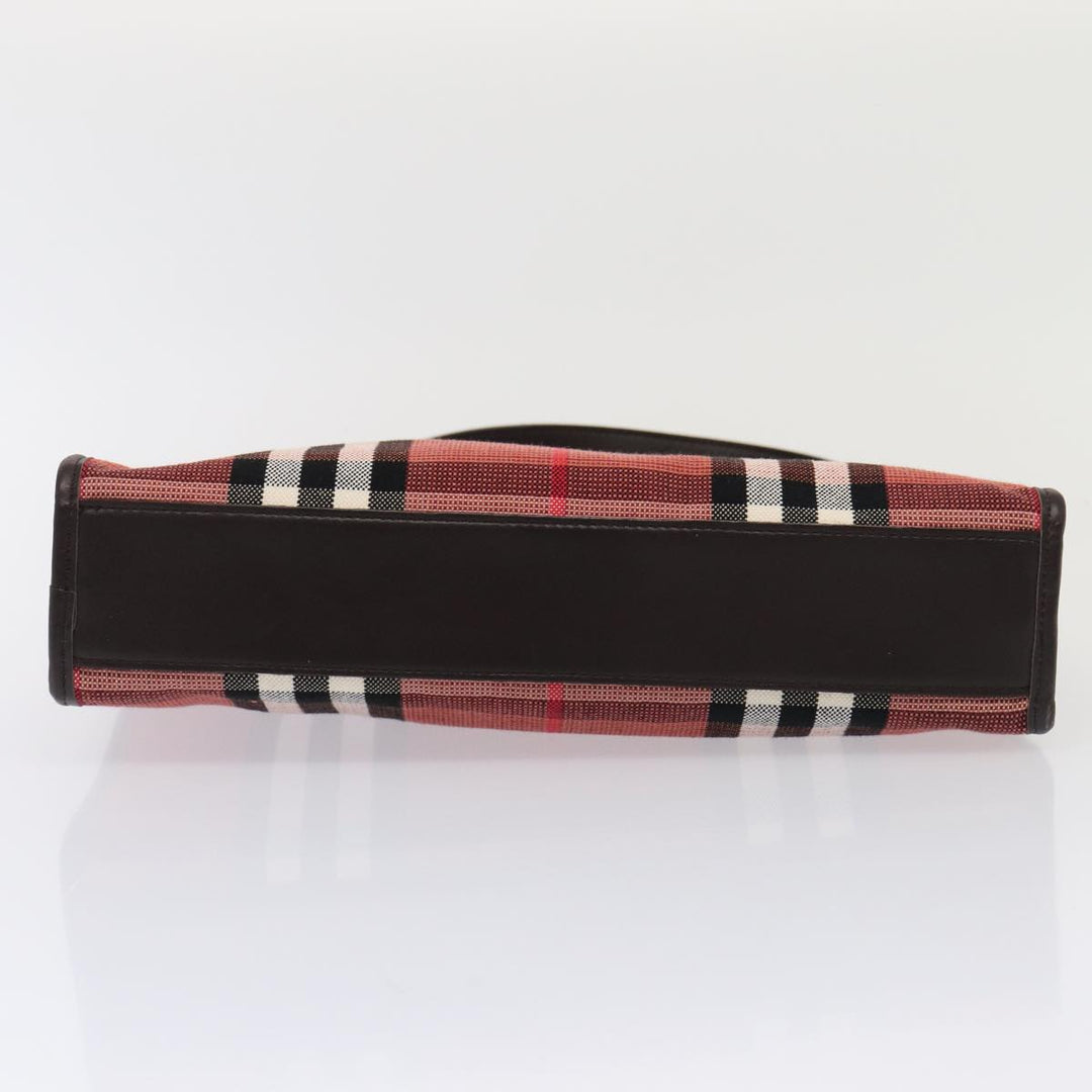 Burberry Nova Check Hand Bag Canvas Red Auth yb683