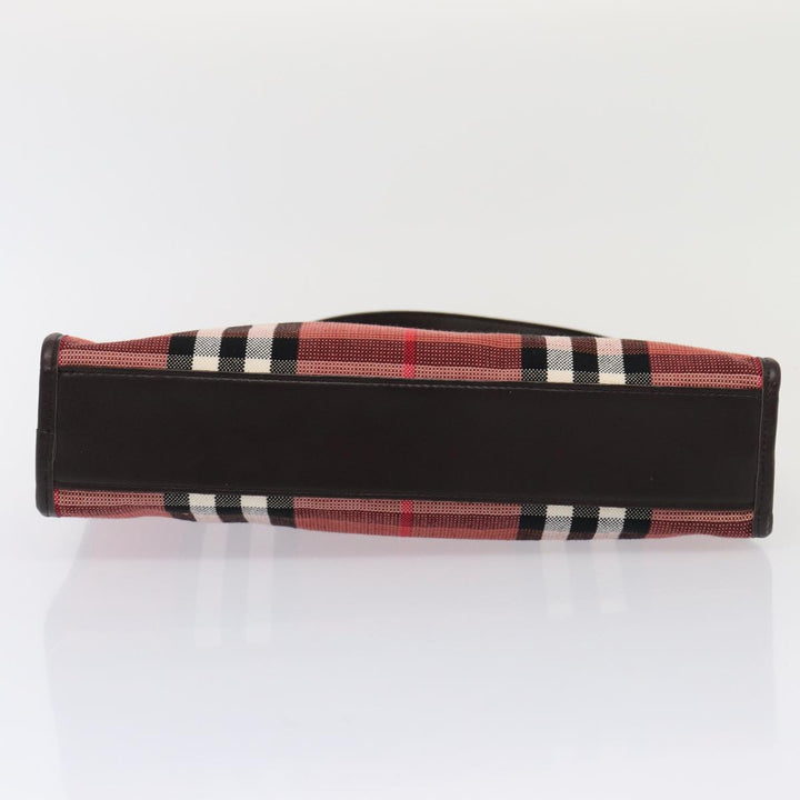 Burberry Nova Check Hand Bag Canvas Red Auth yb683