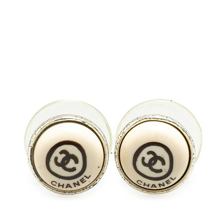 Top Quality Chanel Coco Mark Round Earrings Silver Metal