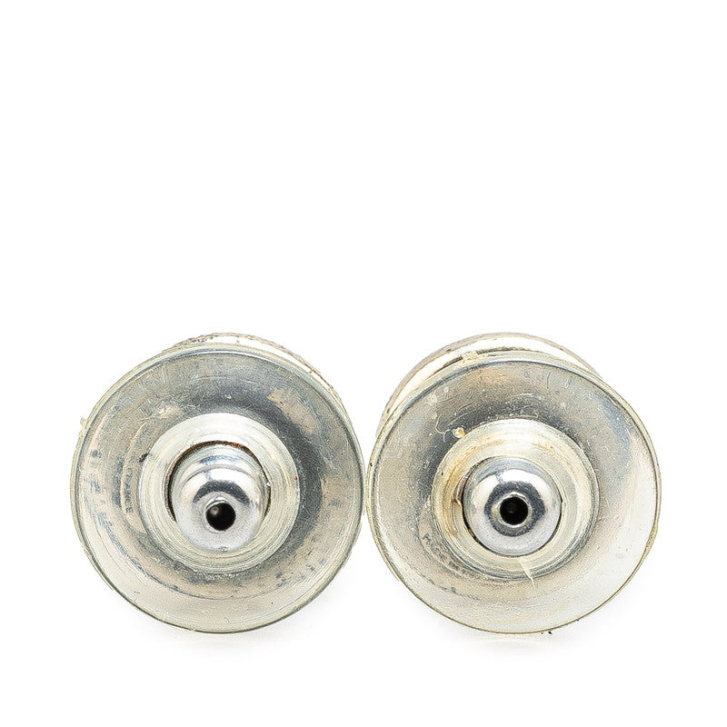 Top Quality Chanel Coco Mark Round Earrings Silver Metal