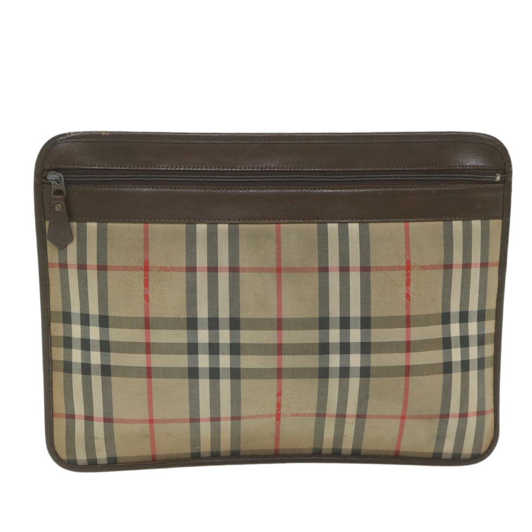 BURBERRYSs Nova Check Clutch Bag Nylon Beige Auth yk10018