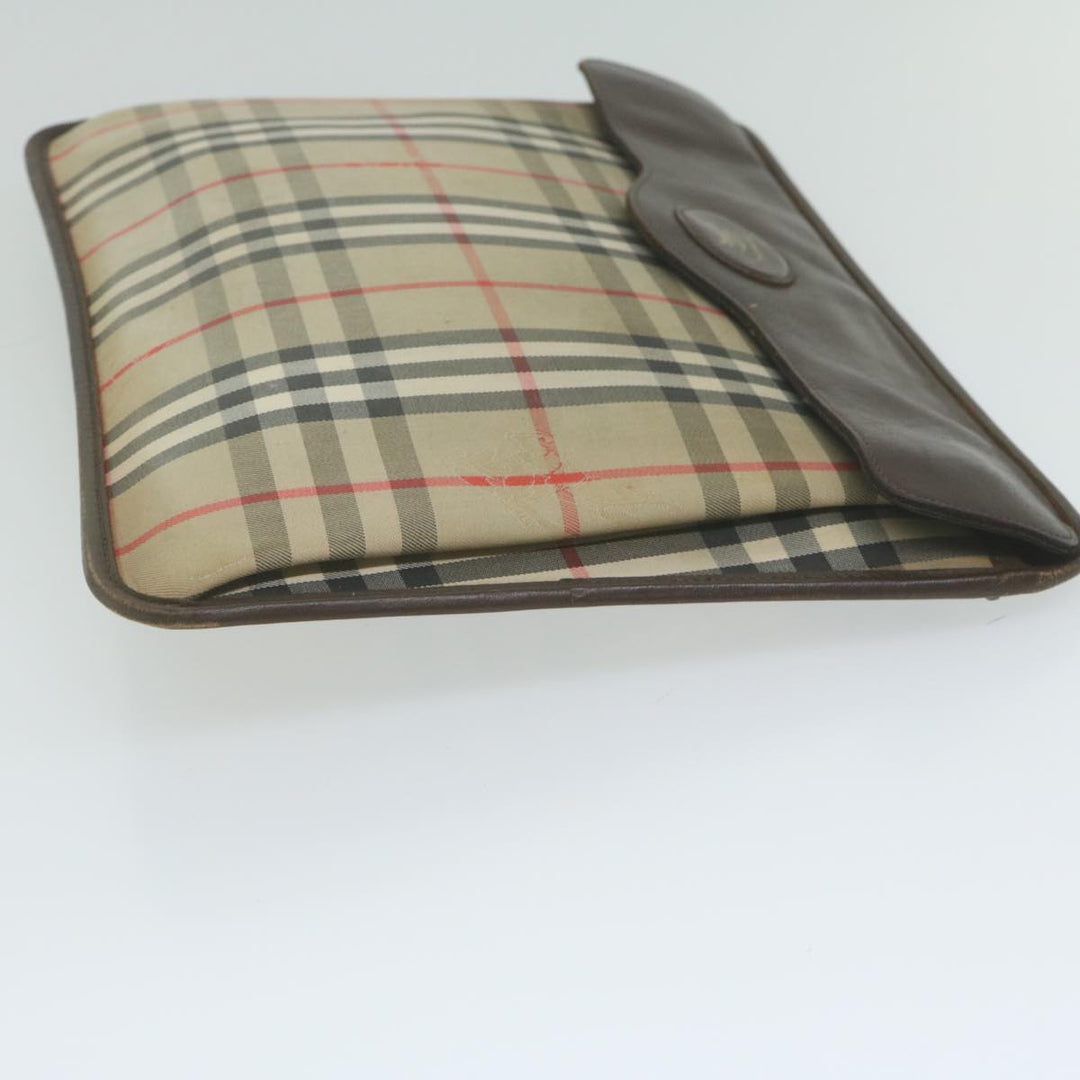 BURBERRYSs Nova Check Clutch Bag Nylon Beige Auth yk10018