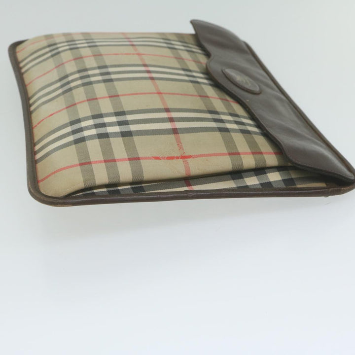 BURBERRYSs Nova Check Clutch Bag Nylon Beige Auth yk10018