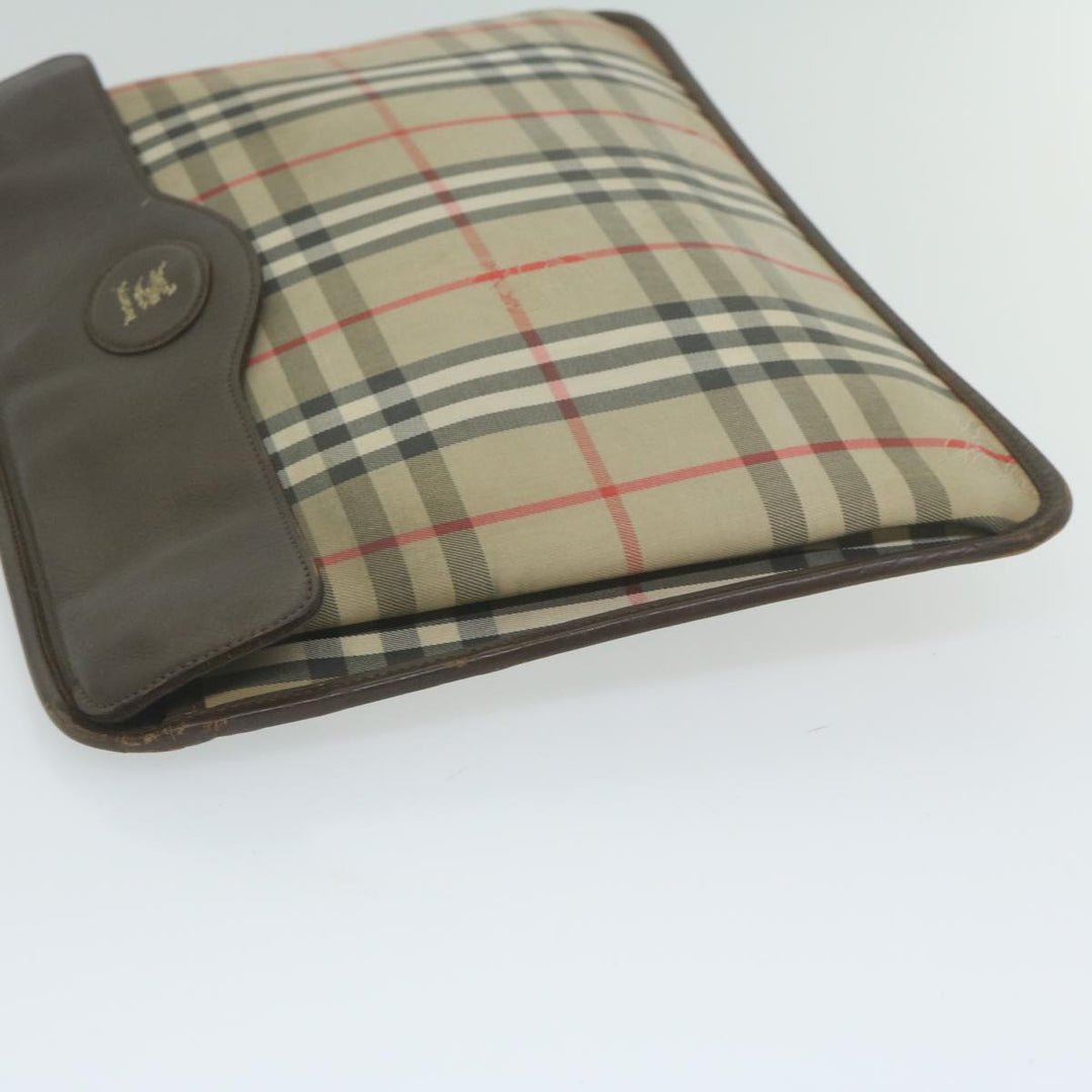 BURBERRYSs Nova Check Clutch Bag Nylon Beige Auth yk10018