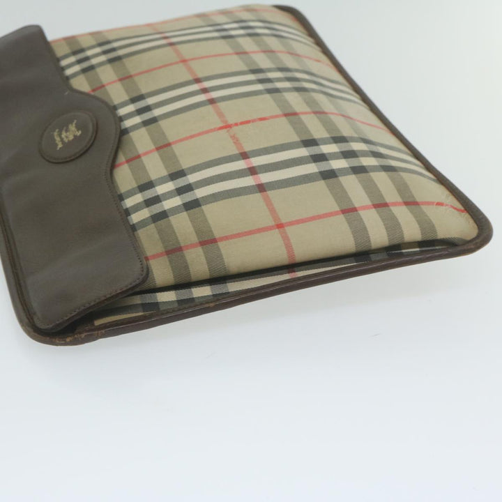 BURBERRYSs Nova Check Clutch Bag Nylon Beige Auth yk10018