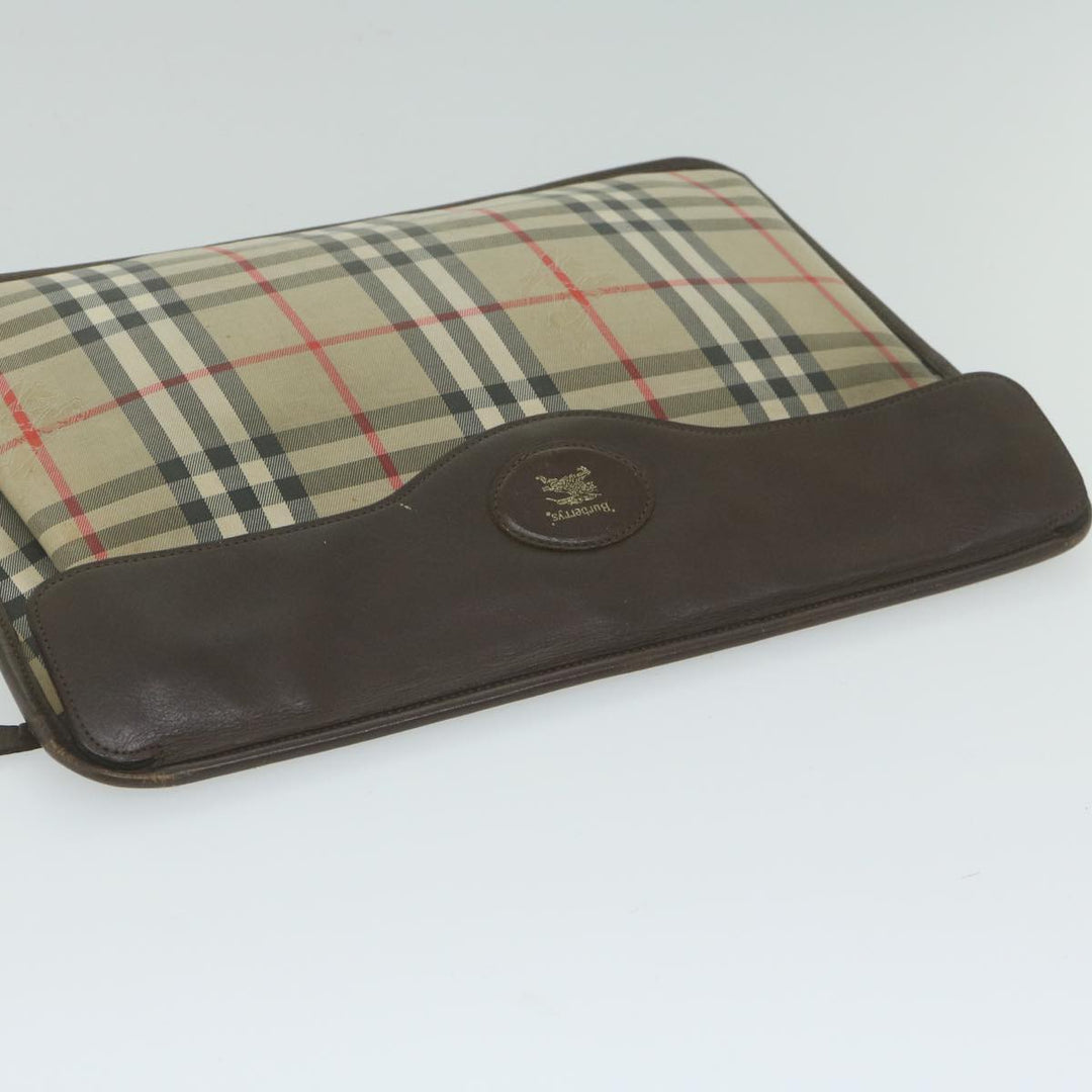 BURBERRYSs Nova Check Clutch Bag Nylon Beige Auth yk10018