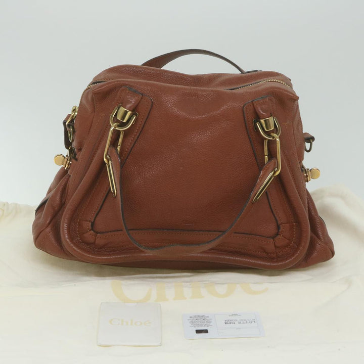 Chloe Paraty Hand Bag Leather Brown yk10020