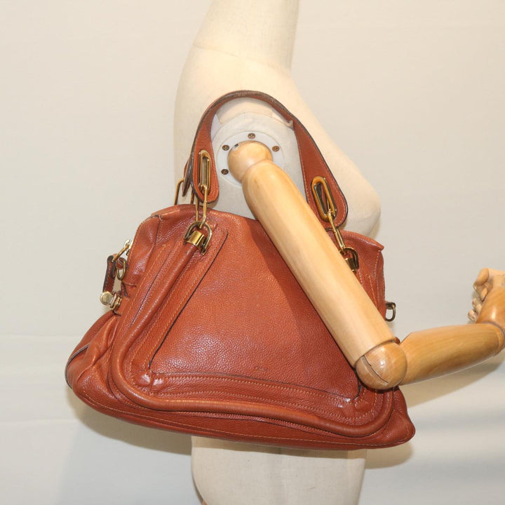 Chloe Paraty Hand Bag Leather Brown yk10020