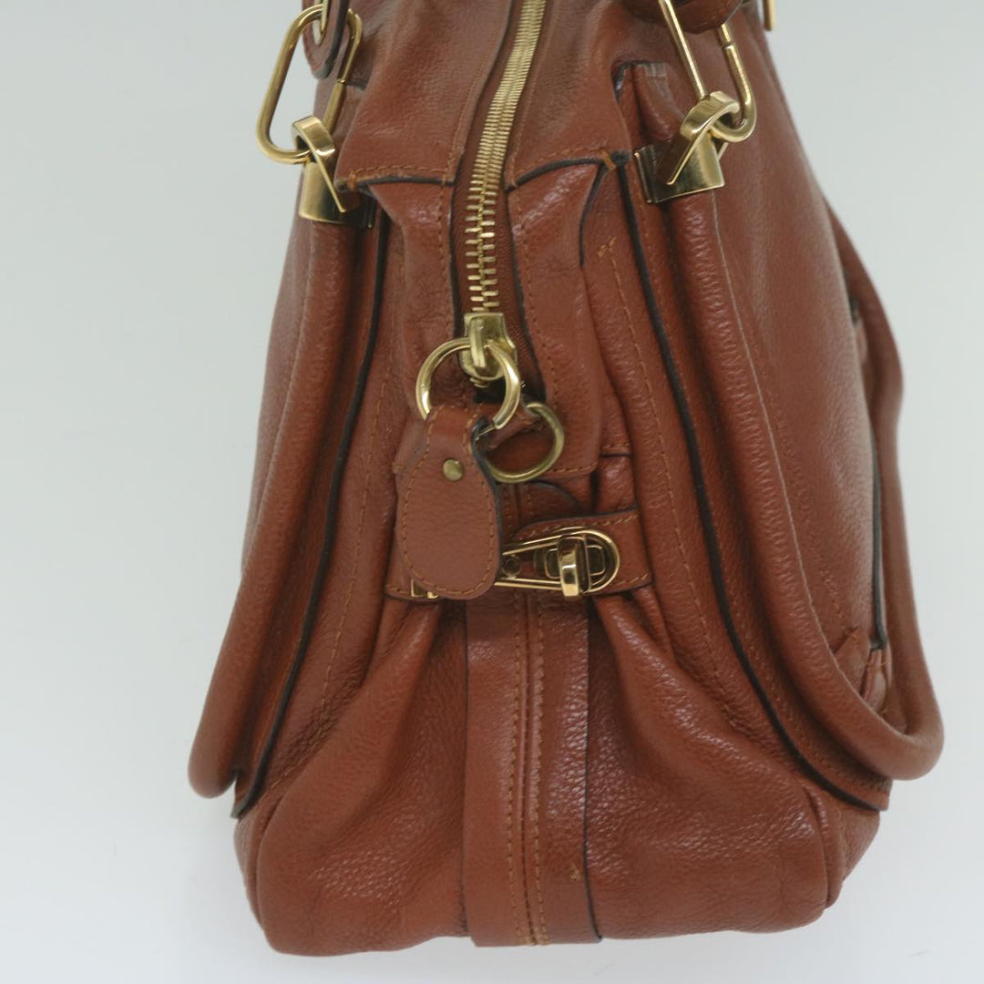 Chloe Paraty Hand Bag Leather Brown yk10020