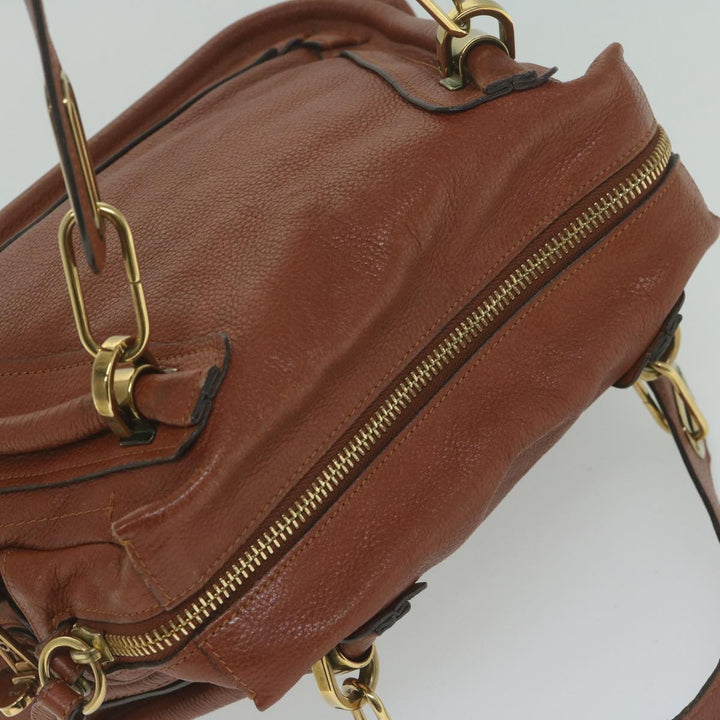 Chloe Paraty Hand Bag Leather Brown yk10020
