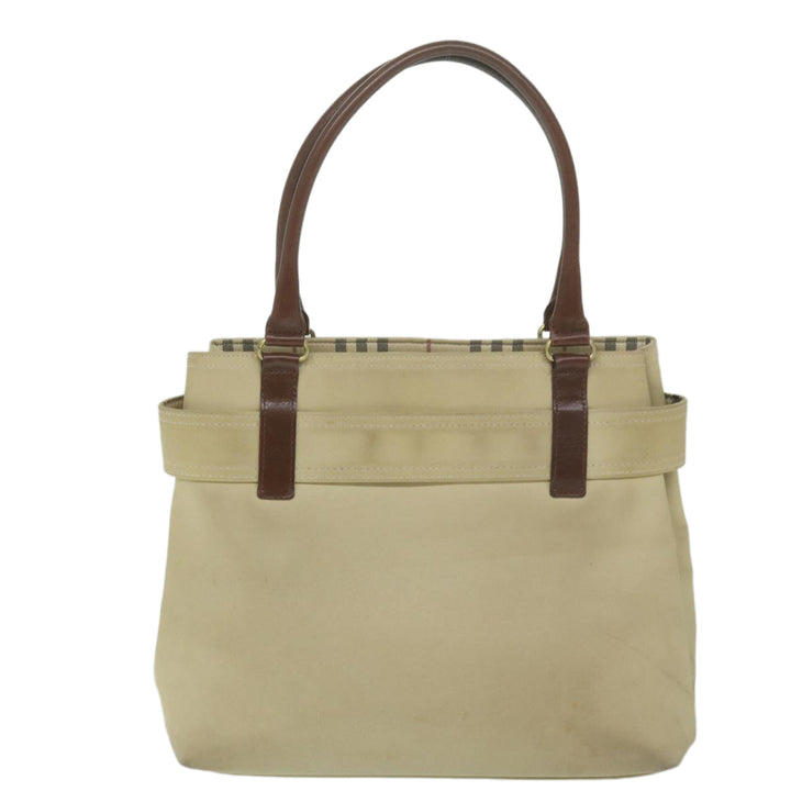 Burberry Hand Bag Canvas Beige Auth yk10080