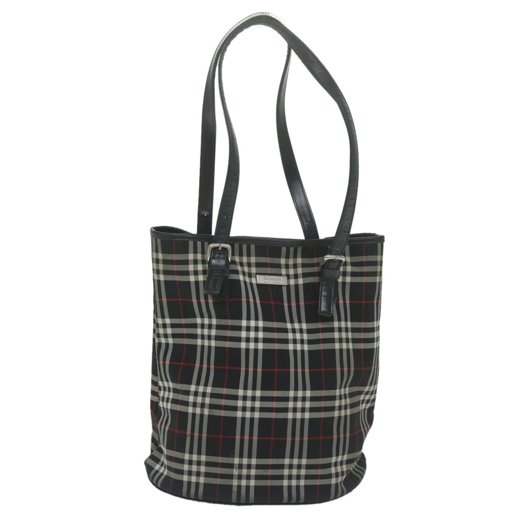 BurberrySs Nova Check Blue Label Shoulder Bag Nylon Black Auth yk10122