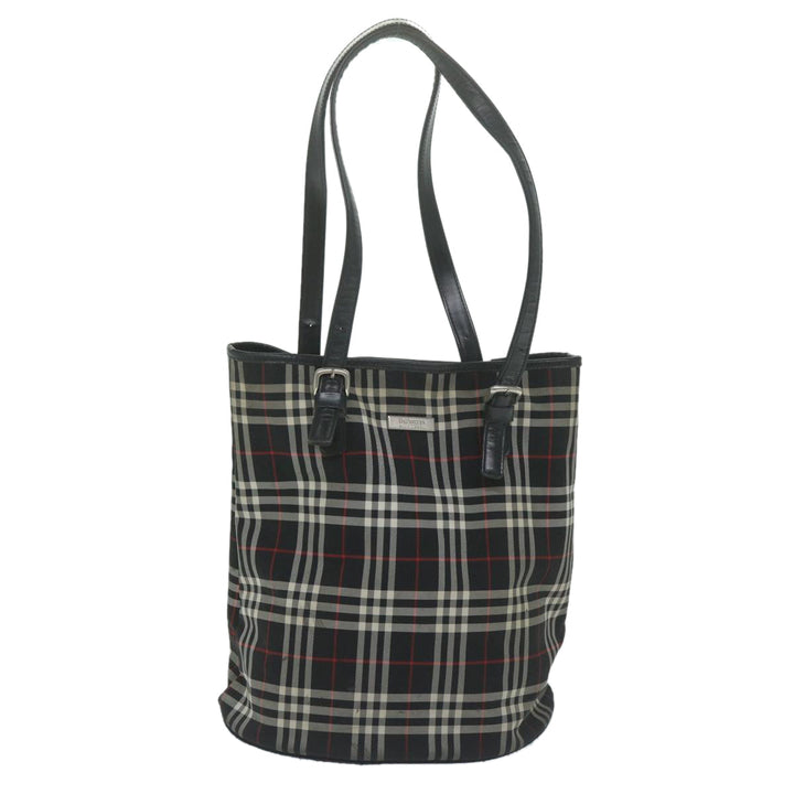 BurberrySs Nova Check Blue Label Shoulder Bag Nylon Black Auth yk10122