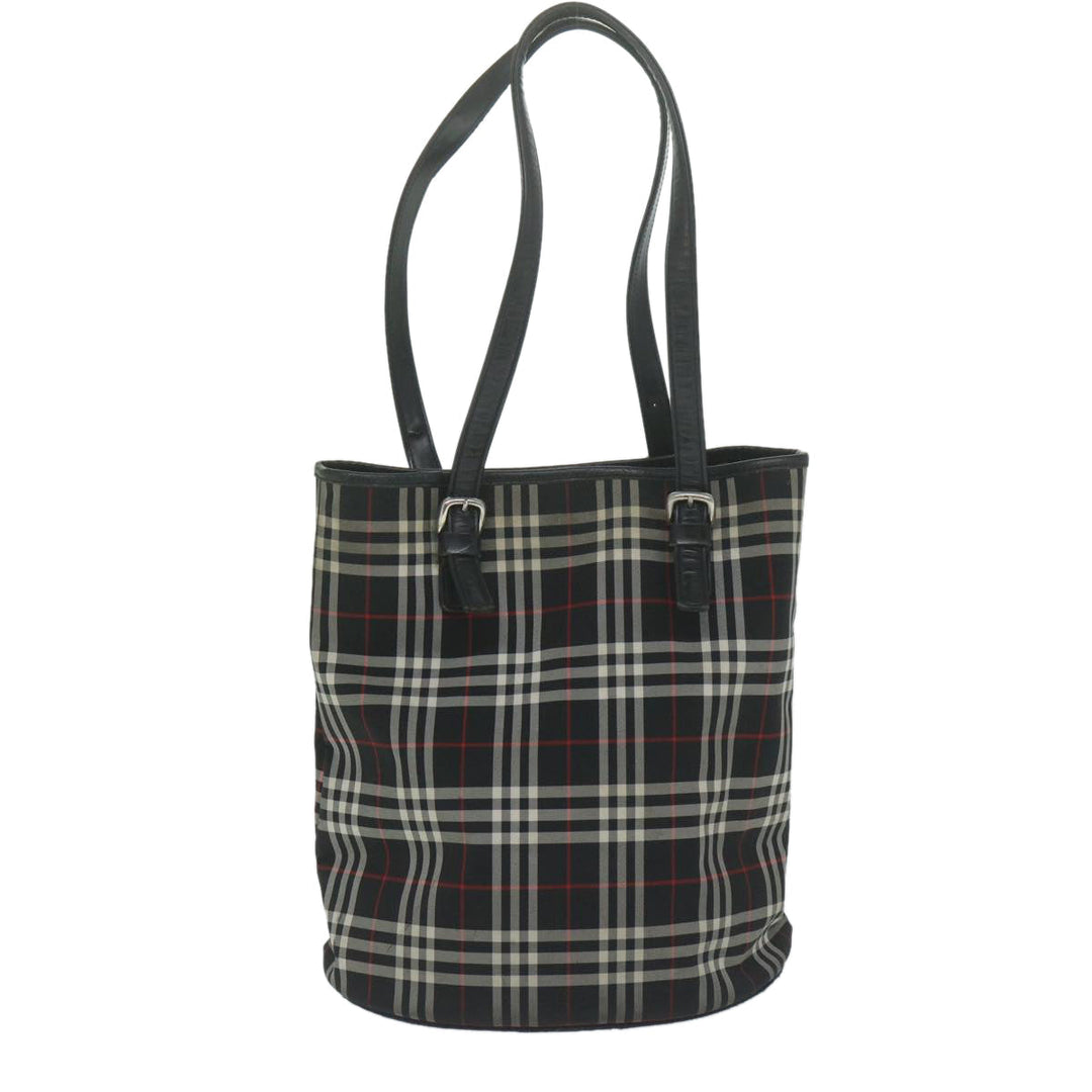 BurberrySs Nova Check Blue Label Shoulder Bag Nylon Black Auth yk10122
