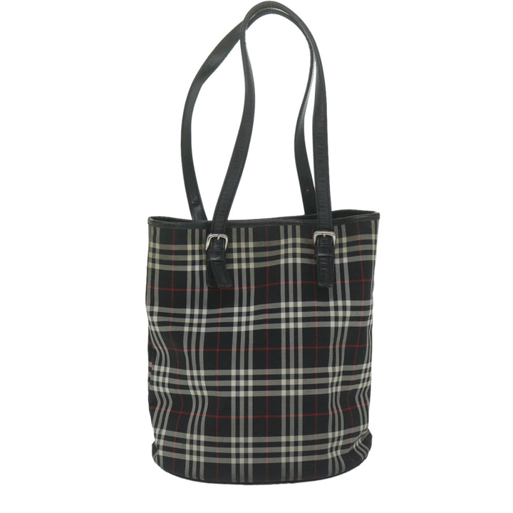 BurberrySs Nova Check Blue Label Shoulder Bag Nylon Black Auth yk10122