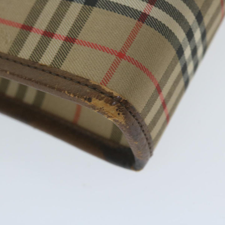 BurberrySs Nova Check Clutch Bag Nylon Canvas Beige Auth yk10180