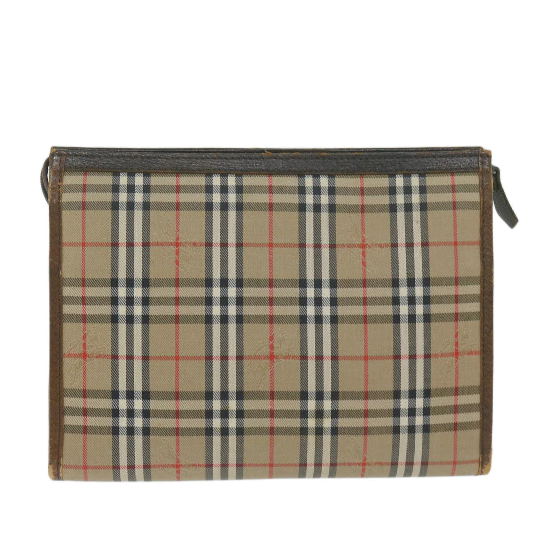 BurberrySs Nova Check Clutch Bag Nylon Canvas Beige Auth yk10180
