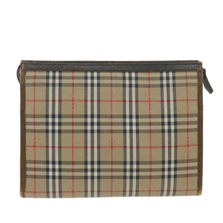 BurberrySs Nova Check Clutch Bag Nylon Canvas Beige Auth yk10180