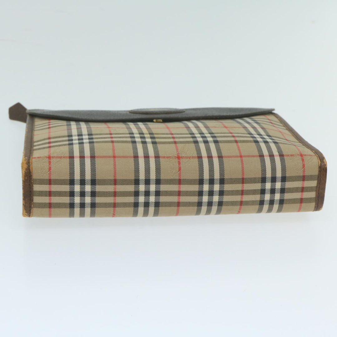 BurberrySs Nova Check Clutch Bag Nylon Canvas Beige Auth yk10180