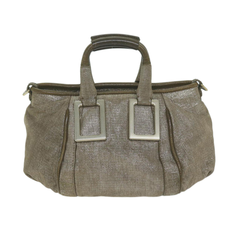 Chloe Trotter Canvas Etel Hand Bag Suede 2way Gold yk10266