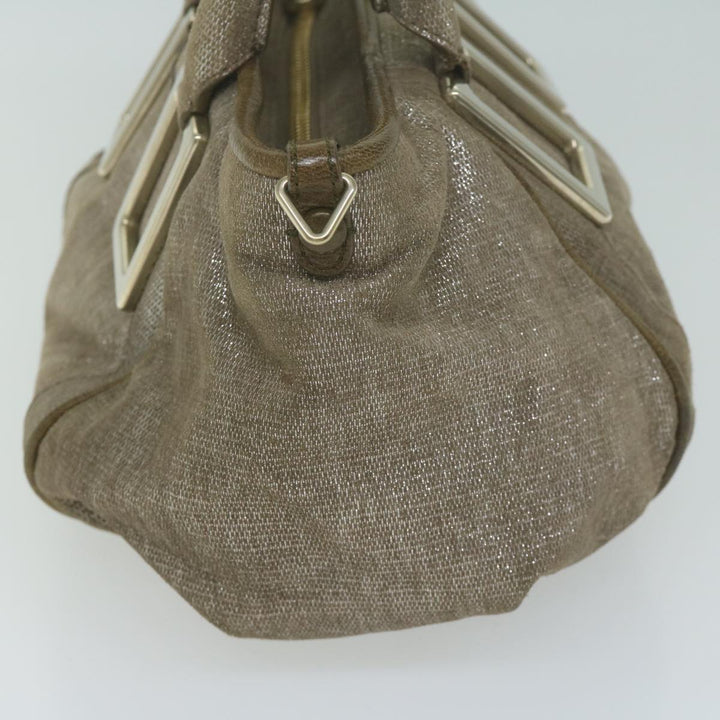 Chloe Trotter Canvas Etel Hand Bag Suede 2way Gold yk10266