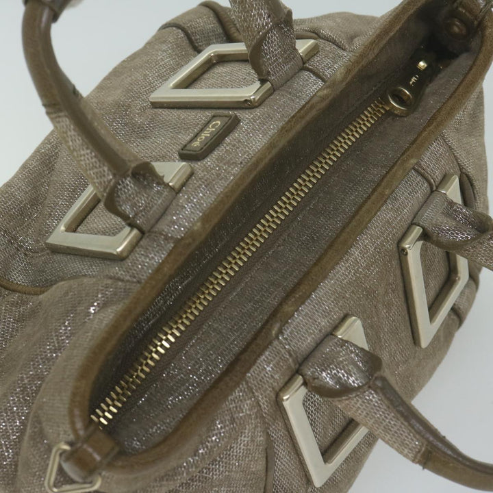Chloe Trotter Canvas Etel Hand Bag Suede 2way Gold yk10266