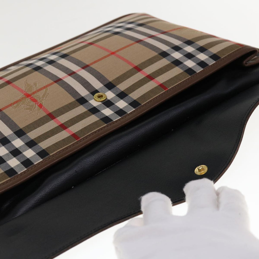 BURBERRYSs Nova Check Clutch Bag Canvas Beige Brown Auth yk10288
