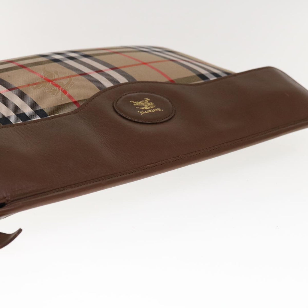 BURBERRYSs Nova Check Clutch Bag Canvas Beige Brown Auth yk10288