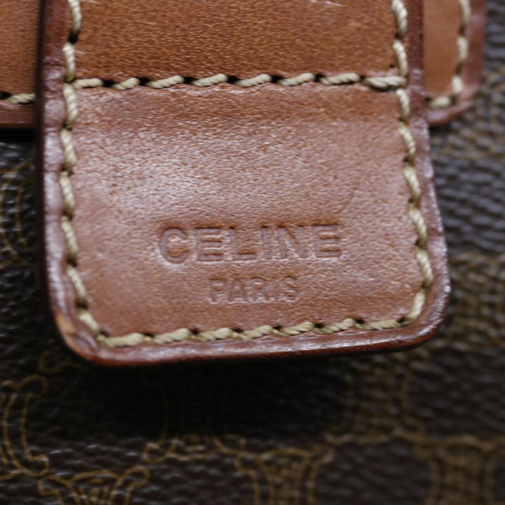 Celine Macadam Canvas Boston Bag PVC Brown 10313