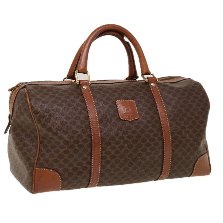 Celine Macadam Canvas Boston Bag PVC Brown 10313