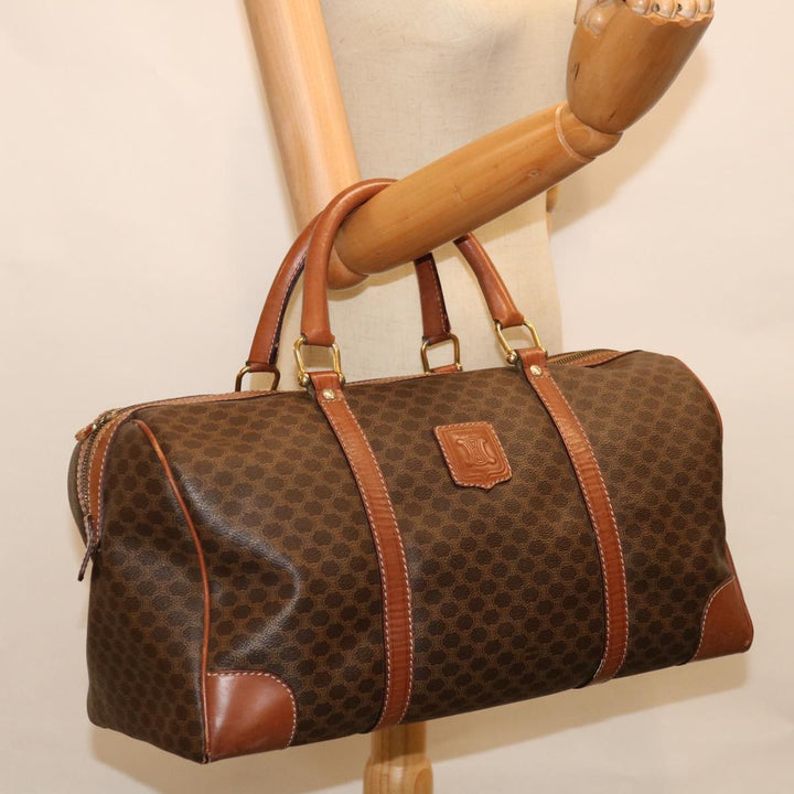 Celine Macadam Canvas Boston Bag PVC Brown 10313