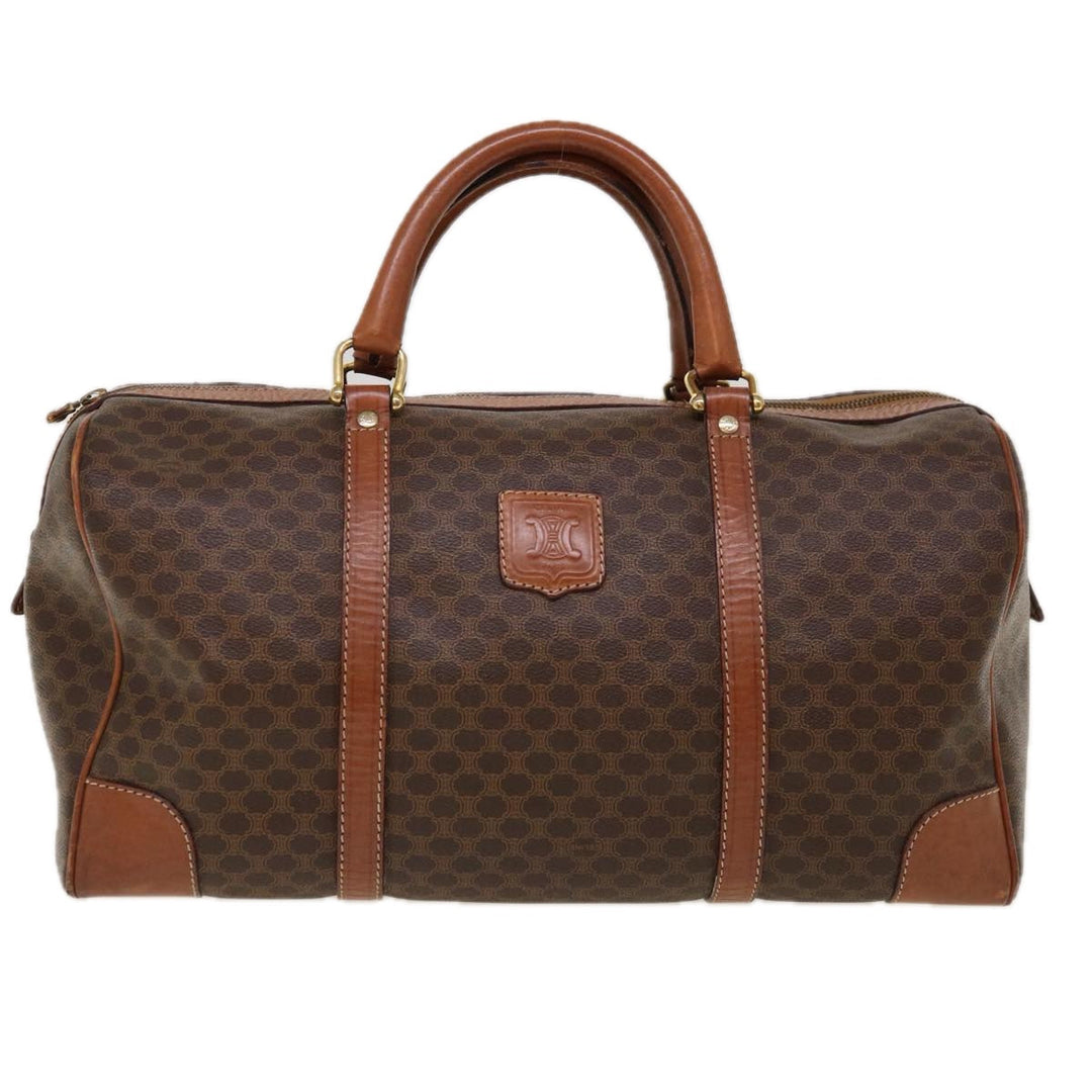 Celine Macadam Canvas Boston Bag PVC Brown 10313