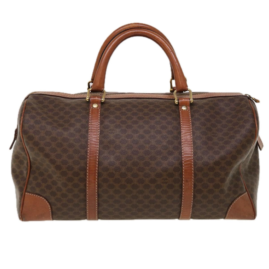 Celine Macadam Canvas Boston Bag PVC Brown 10313