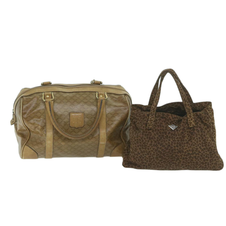 CELINE Bottega veneta Macadam Canvas Hand Bag PVC nylon 2Set Brown 10348