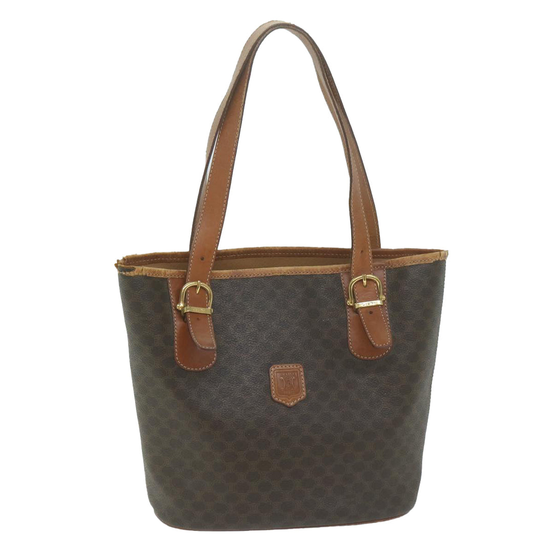 Celine Macadam Canvas Tote Bag PVC Brown Auth yk10484