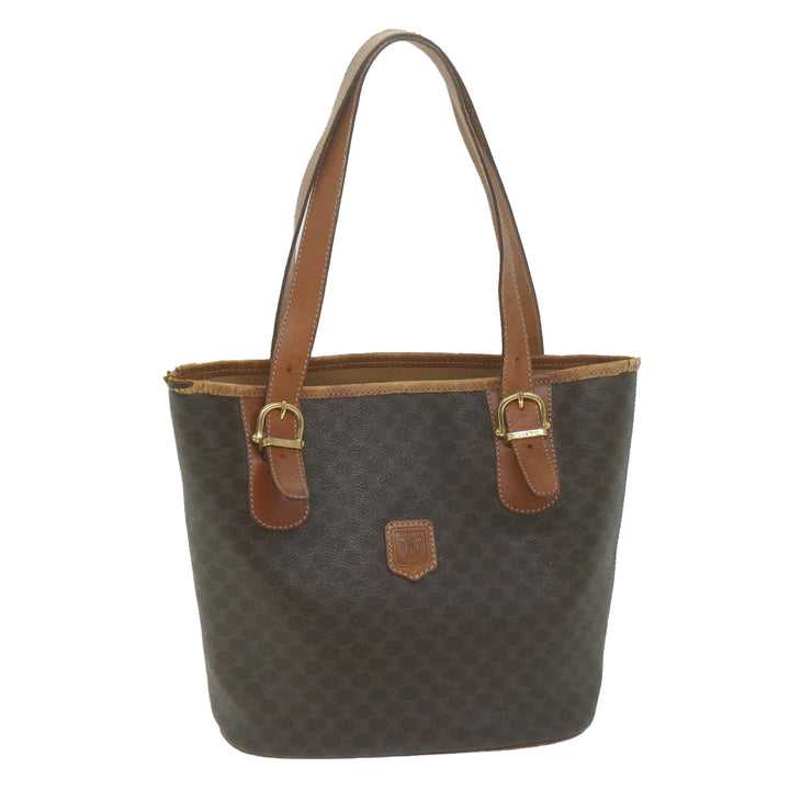 Celine Macadam Canvas Tote Bag PVC Brown Auth yk10484