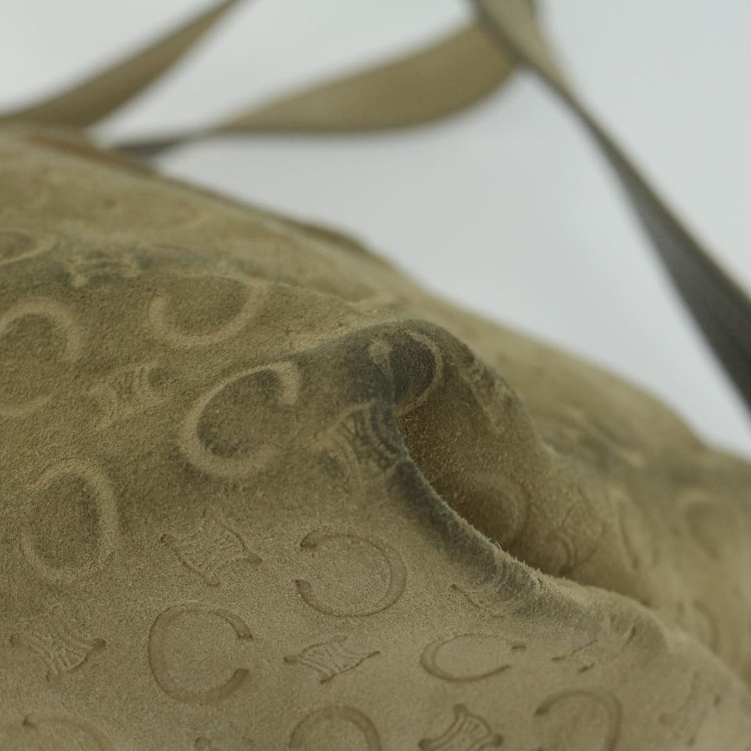 Celine C Macadam Canvas Shoulder Bag Suede Beige 10490