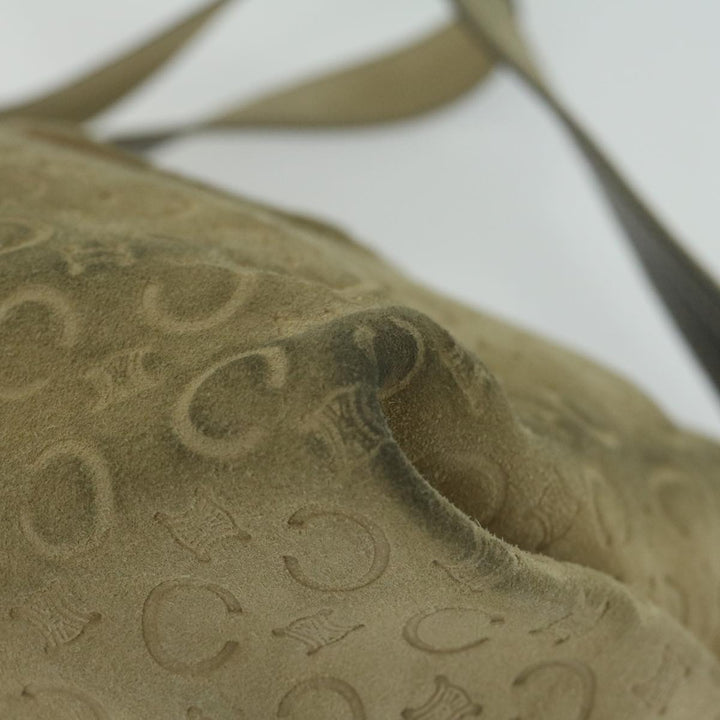 Celine C Macadam Canvas Shoulder Bag Suede Beige 10490