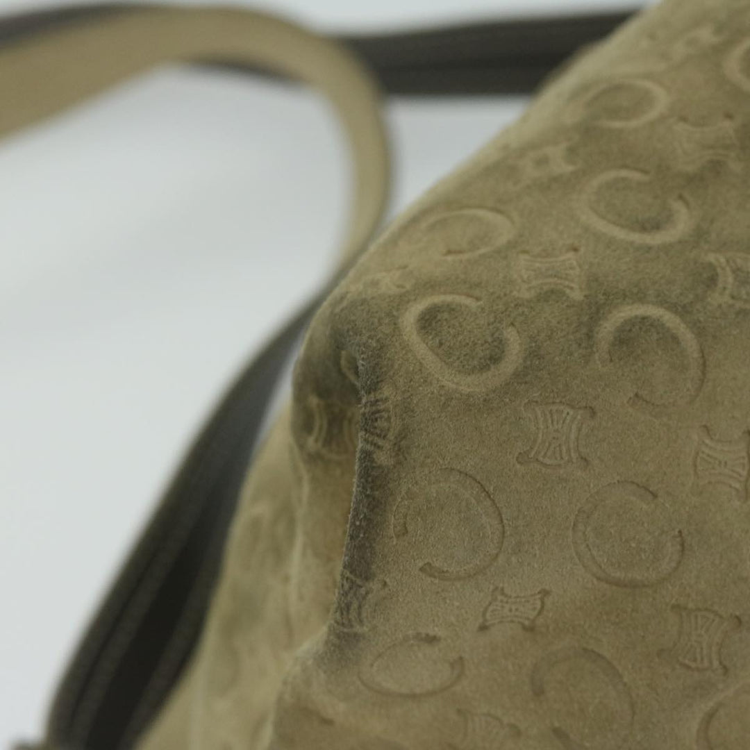 Celine C Macadam Canvas Shoulder Bag Suede Beige 10490