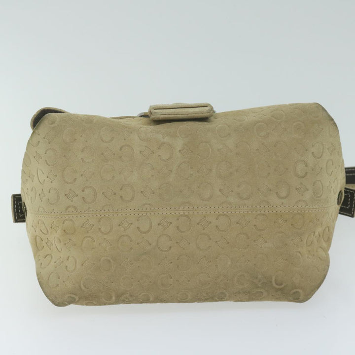 Celine C Macadam Canvas Shoulder Bag Suede Beige 10490