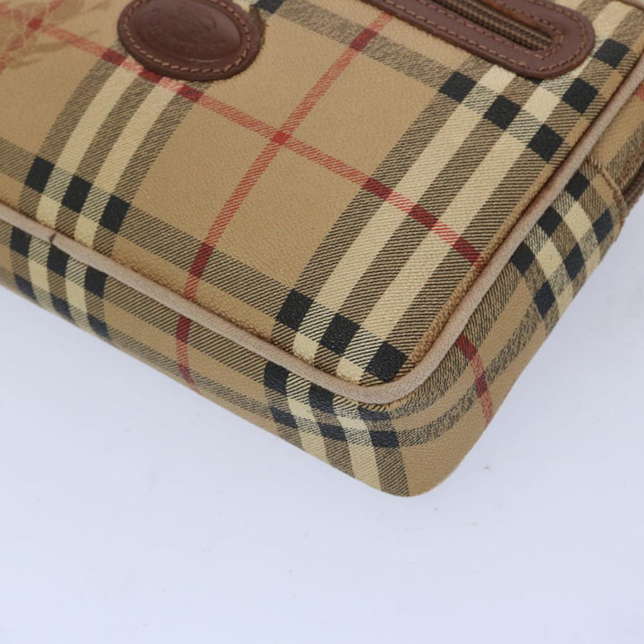 BurberrySs Nova Check Clutch Bag PVC Leather Beige Auth yk10533