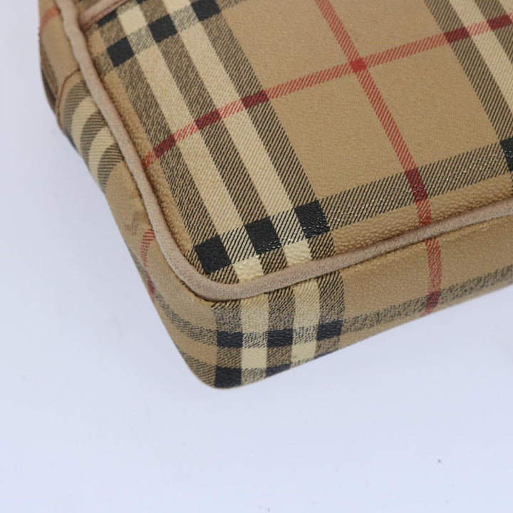 BurberrySs Nova Check Clutch Bag PVC Leather Beige Auth yk10533