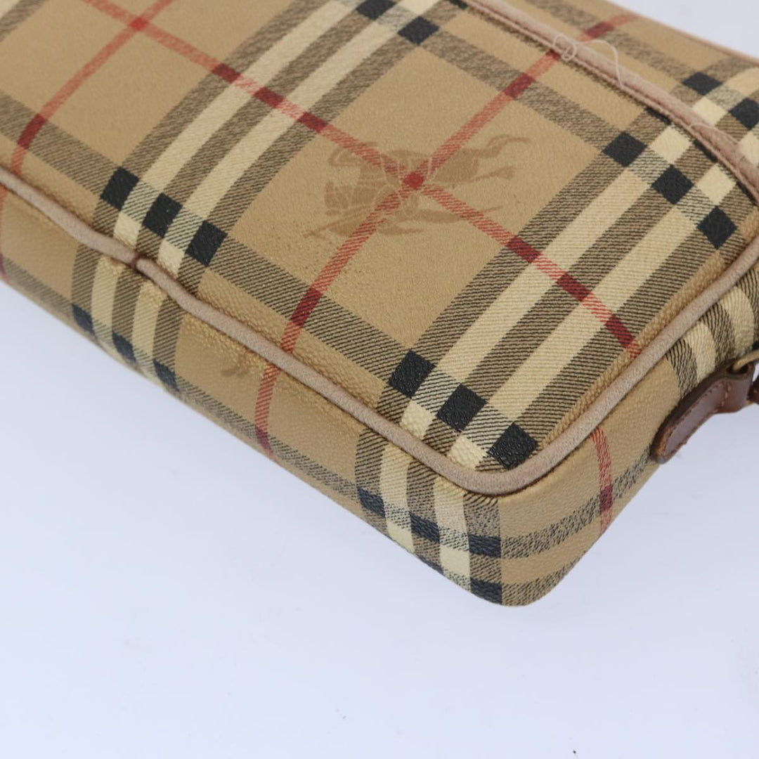 BurberrySs Nova Check Clutch Bag PVC Leather Beige Auth yk10533